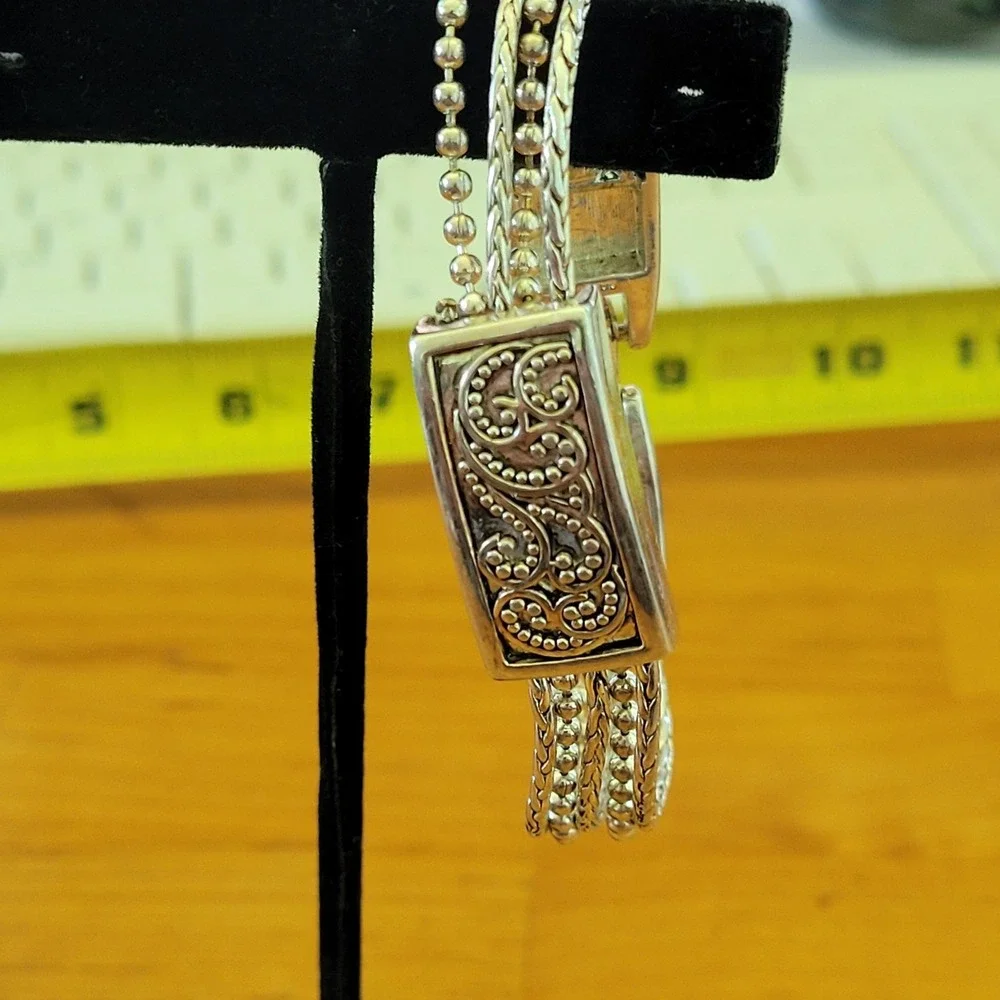 Vintage Signed NAPIER Aries Zodiac Multi Strand Silver Tone Bracelet